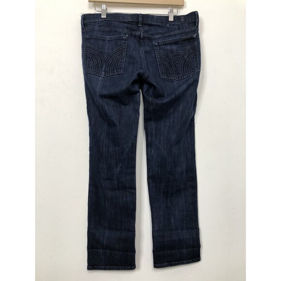 7 For All Mankind Straight Leg Flood Woman 31x28 Blue Denim Jeans Stretch - Picture 3 of 8